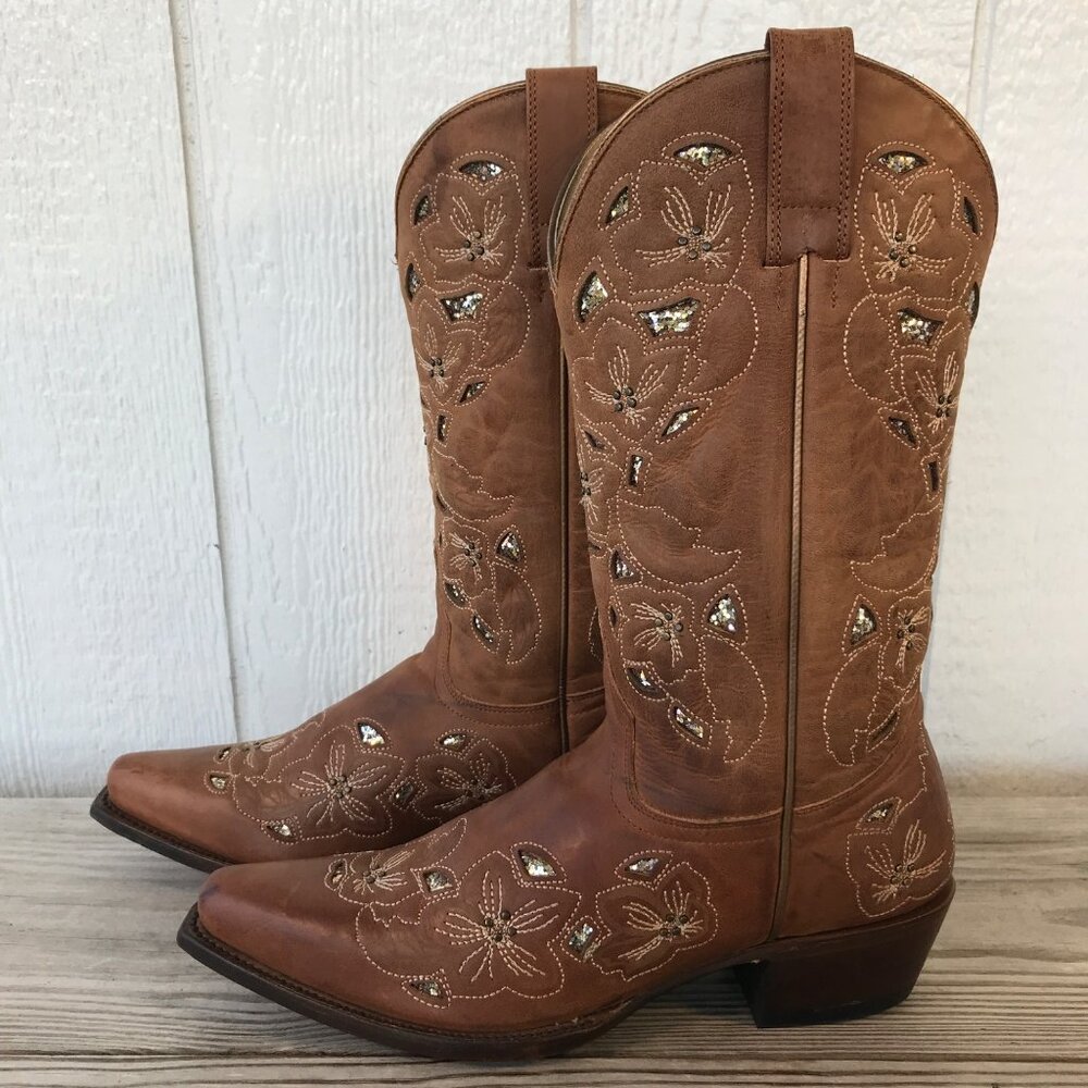 Shyanne Brown Embellished Western Heeled Boots